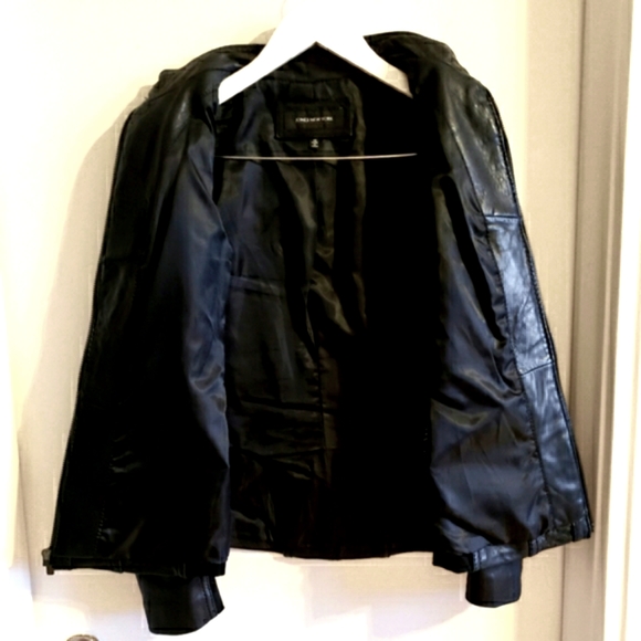Jones New York Leather Dress Jacket Stretch Material Inside Arm Lined Woman Med - Picture 12 of 15